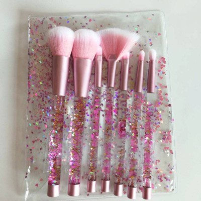 New design Cosmetic Tools Kit makeup brushes customized 7pcs Liquid Glitter crystal diamond handle Make up Brushes Set