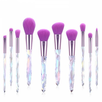 Wholesale vegan 10pcs high quality professional synthetic custom private label Glitter crystal cosmetics makeup brushes set