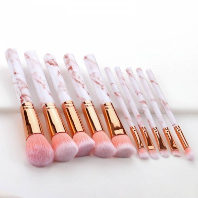 Wholesale 10pcs Makeup face synthetic brush set custom Professional private label marble black makeup brush