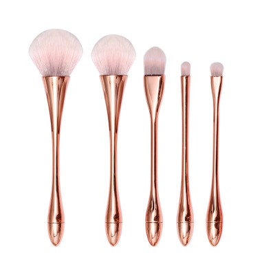 5 PCS Plating Laser Rose Gold Handle loose paint Oversized Super Soft One Set High Gloss Blush Powder Loose Powder Makeup Brush